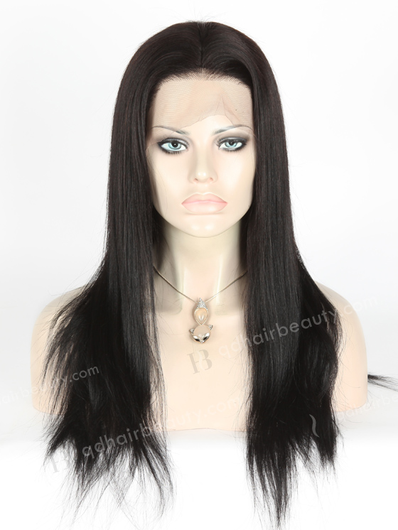 In Stock Indian Remy Hair 18" Light Yaki Color #1b Silk Top Full Lace Wig STW-039